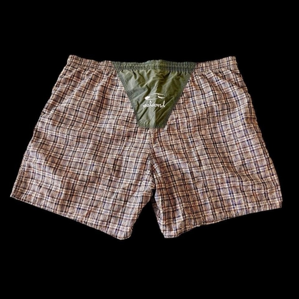 Vintage Surf 90's Redsand Board Shorts Medium Pocket Swim Trunks Y2K Plaid